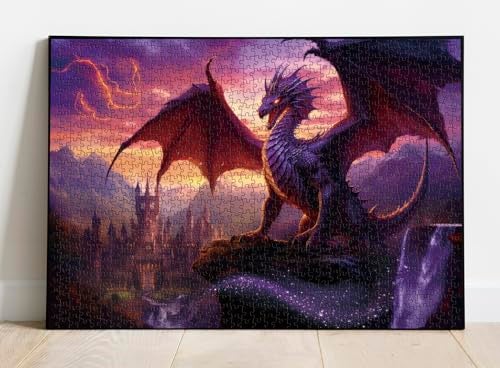 BBOLDIN Fantasy Dragon Puzzle for Adults 1000 Pieces Magic Castle Jigsaw Puzzle Castle Purple Puzzle - Image 5
