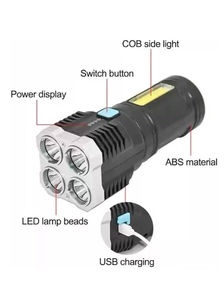 Spaceshoop - Torch Lights Rechargeable with HGH Power Long Dstance with Multifunctional Portable LED Flashlight Torch Long Distance Beam Range with 4 Lighting Modes and COB Light for Outoor - Image 1