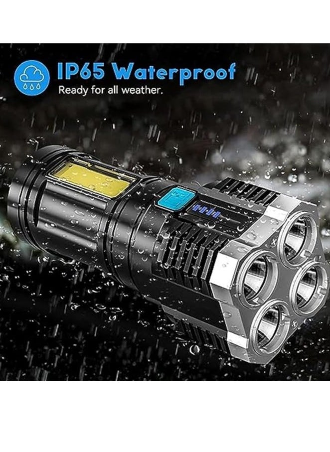 Spaceshoop - Torch Lights Rechargeable with HGH Power Long Dstance with Multifunctional Portable LED Flashlight Torch Long Distance Beam Range with 4 Lighting Modes and COB Light for Outoor - Image 1