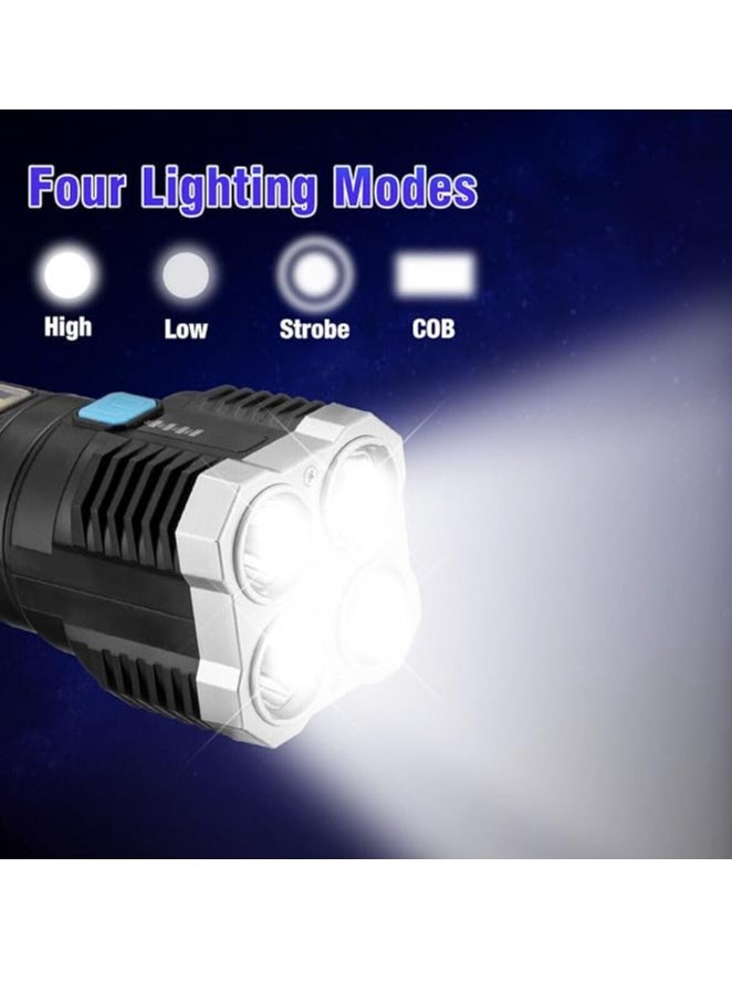 Spaceshoop - Torch Lights Rechargeable with HGH Power Long Dstance with Multifunctional Portable LED Flashlight Torch Long Distance Beam Range with 4 Lighting Modes and COB Light for Outoor - Image 1