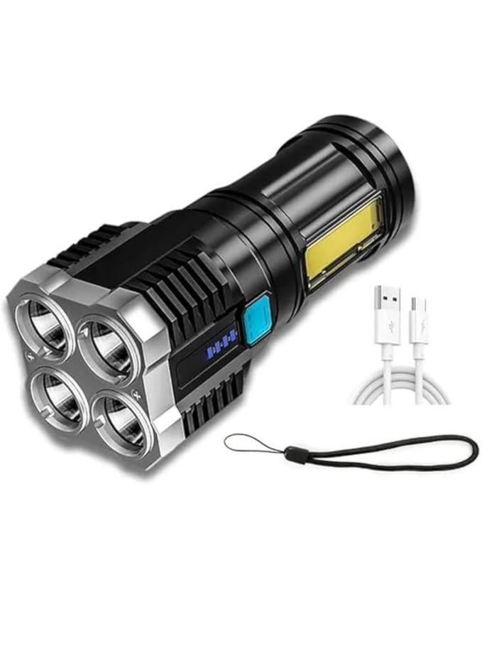 Spaceshoop - Torch Lights Rechargeable with HGH Power Long Dstance with Multifunctional Portable LED Flashlight Torch Long Distance Beam Range with 4 Lighting Modes and COB Light for Outoor - Image 1