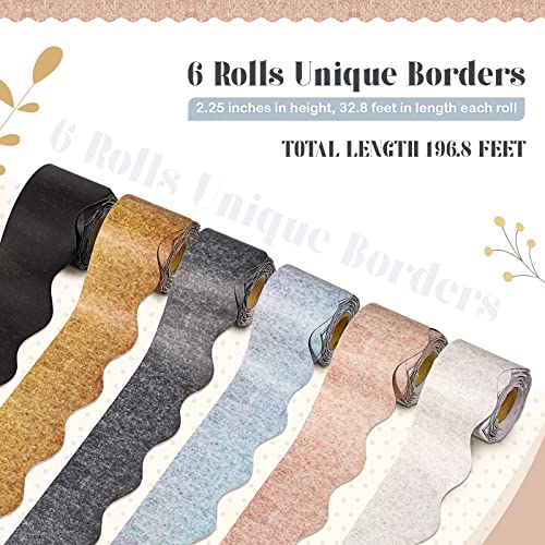 TaoBary 6 Rolls 196.8 ft Colorful Halloween Classroom Bulletin Board Borders Scalloped Trim Bulletin Board Decorations for School Whiteboard Cork Poster Chalkboard Wall(Basic Color,196.8 ft) - Image 2