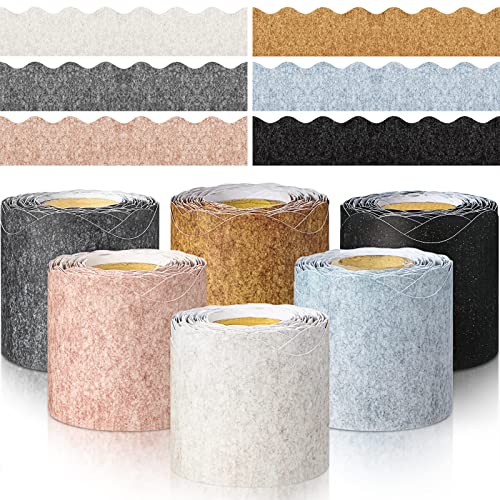 TaoBary 6 Rolls 196.8 ft Colorful Halloween Classroom Bulletin Board Borders Scalloped Trim Bulletin Board Decorations for School Whiteboard Cork Poster Chalkboard Wall(Basic Color,196.8 ft) - Image 1