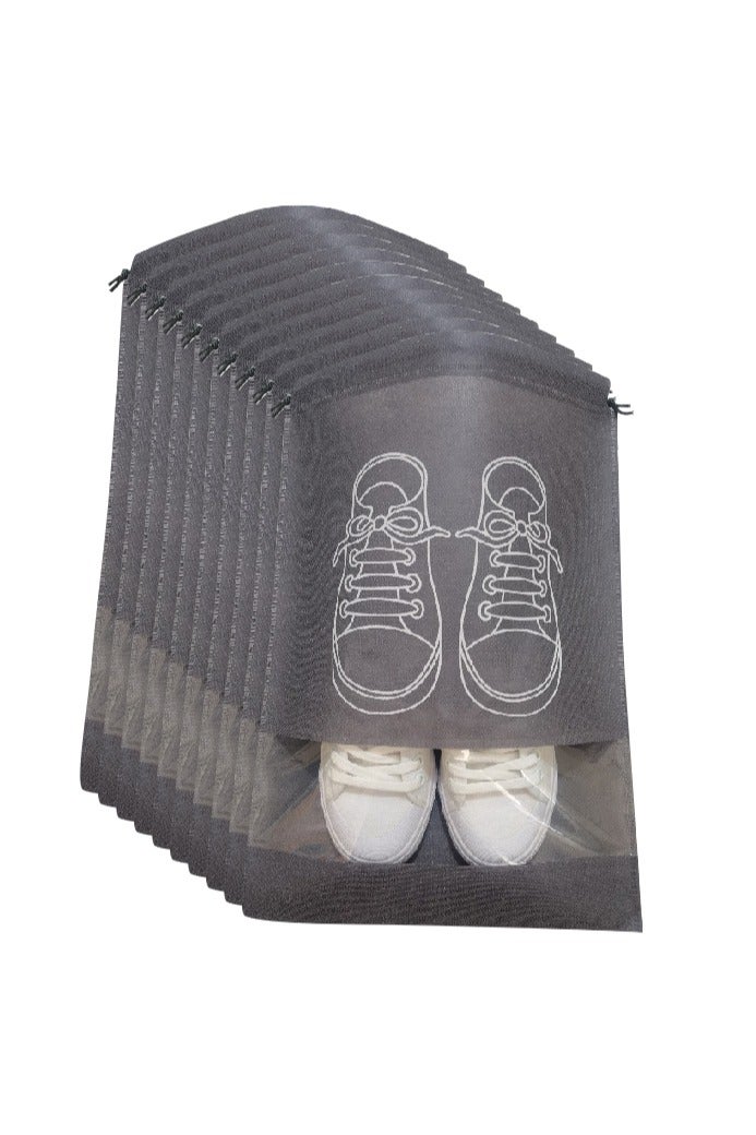 10pcs Non-Woven Shoe Bags Portable Storage Breathable Dustproof Drawstring Storage Pouches For Travel & Home - Image 1