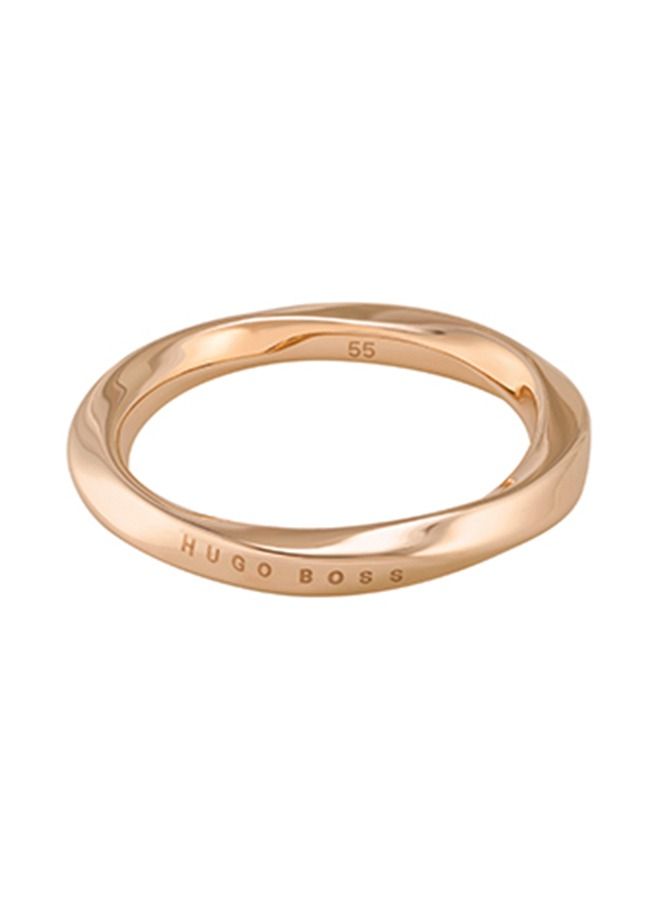 HUGO BOSS Signature Women's Ionic Plated Carnation Gold Steel Ring - 1580251M