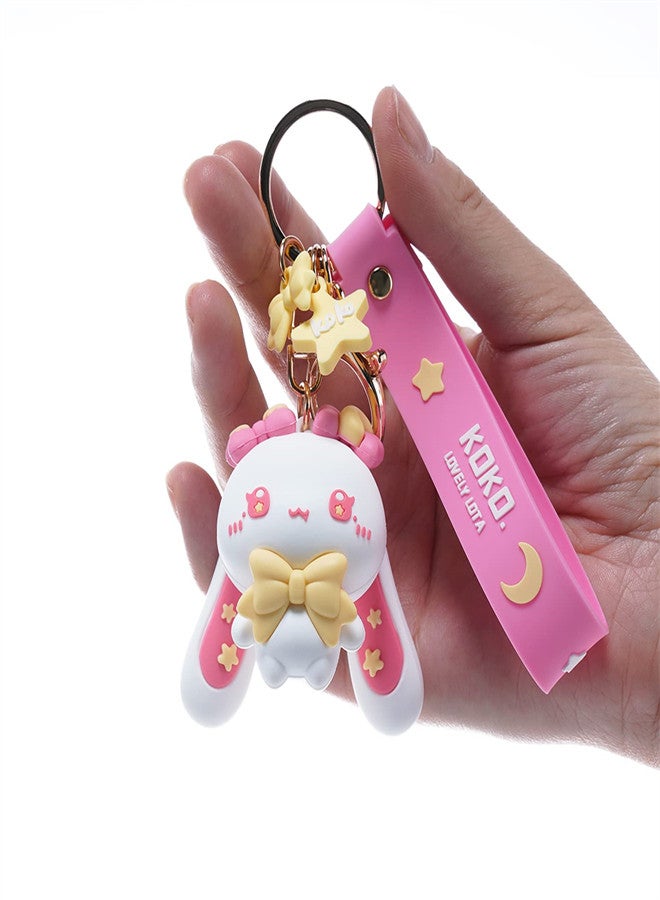 Luckam Kawaii Keychain for Women Star-Moon Rabbit Key Ring Cartoon Demon Rabbit Keychain Charm for Bag Purse Handbags Schoolbag Best Friend Gift for Girl Friend Daughter - Image 1