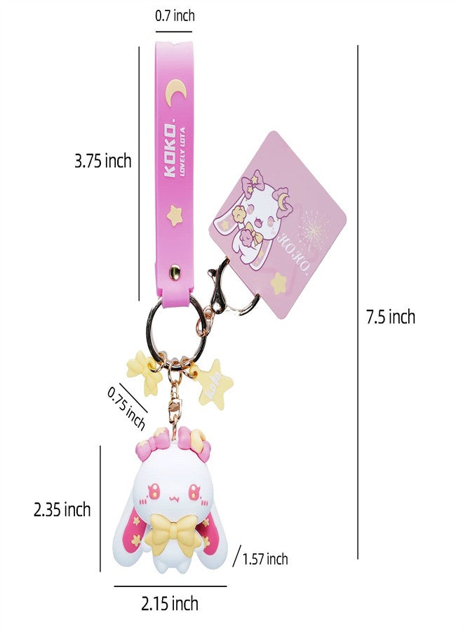 Luckam Kawaii Keychain for Women Star-Moon Rabbit Key Ring Cartoon Demon Rabbit Keychain Charm for Bag Purse Handbags Schoolbag Best Friend Gift for Girl Friend Daughter - Image 4