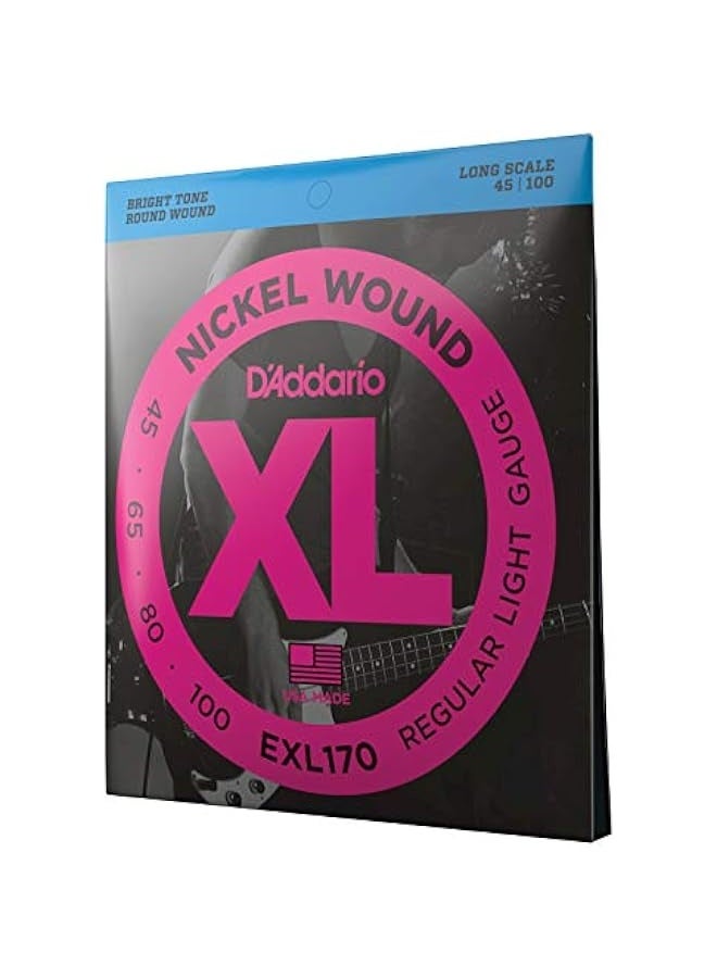 د'اداريو سلاسل باس نيكل XL - EXL170 - 45-100 خفيفة عادية لأداة الباس ذات الأربعة أوتار، نغمة مثالية وإحساس رائع - Image 1