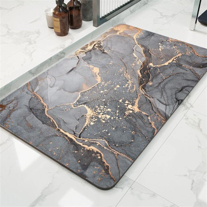 DIATOMACEOUS EARTH BATH MAT,MULTICOLORED MARBLE SOFT WRINKLE FREE BATHROOM FLOOR RUGS NON-SLIP VOLUME SUPER ABSORBENT FAST DRYING FOR BATHROOM KITCHEN DOOR MAT,ECO-FRIENDLY EASY TO CLEAN