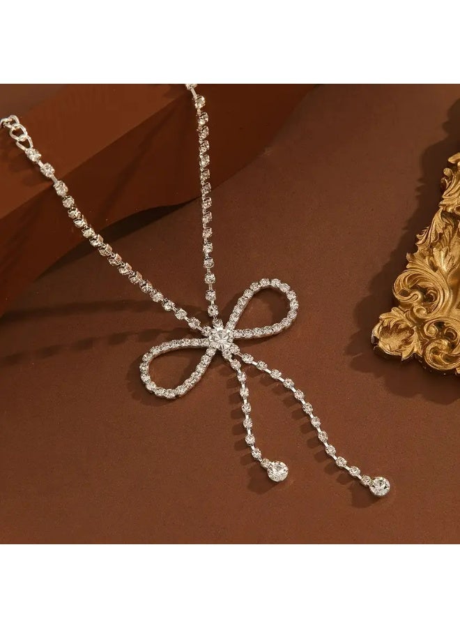 KHAJUL Women's Sparkling Rhinestone Bow Ankle Bracelet,  Elegant Foot Jewelry for Daily Wear - Image 4