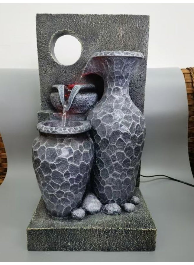 نافورة مياه داخلية مصنوعة من البولي ريزين والبلاستيك باللون الرمادي، مجموعة ديكور منزلي - Image 4