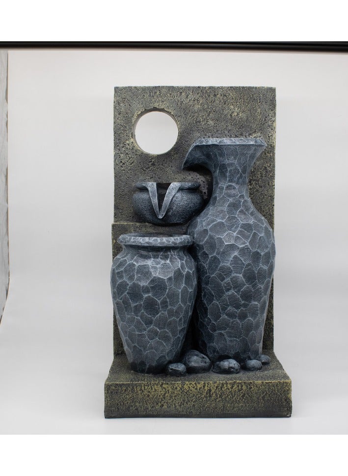 نافورة مياه داخلية مصنوعة من البولي ريزين والبلاستيك باللون الرمادي، مجموعة ديكور منزلي - Image 1