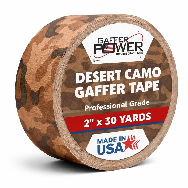 Gaffer Power Desert Tan Camo Gaffer Tape Professional Grade Made in USA NonReflective Matte Cloth Tape Heavy Duty Easy Tear ResidueFree 2 Inch x 25 Yards - Image 2