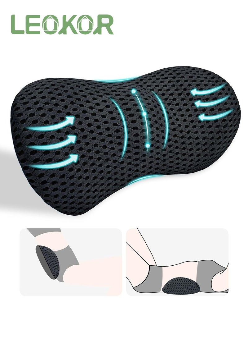 LEOKOR Ergonomic Memory Foam Lumbar Support Pillow for Lower Back Pain Relief, Detachable Washable Back Cushion for Car Seat Office Chair Recliner Bed Daily Use - Image 1