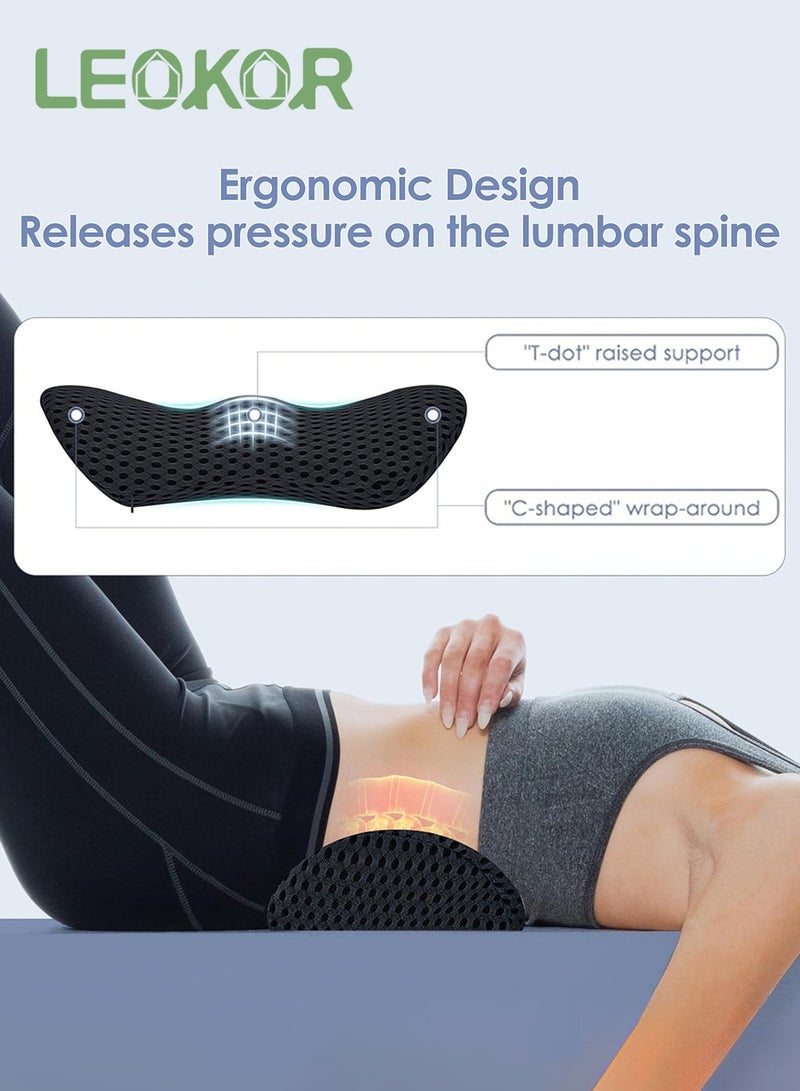 LEOKOR Ergonomic Memory Foam Lumbar Support Pillow for Lower Back Pain Relief, Detachable Washable Back Cushion for Car Seat Office Chair Recliner Bed Daily Use - Image 3