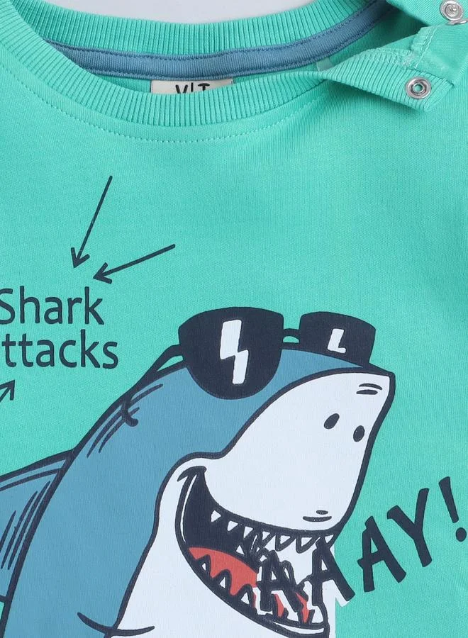 victor and jane Victor And Jane Boys Cute Shark Graphic T-Shirt and Shorts Set