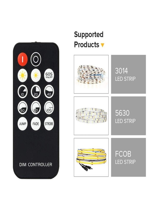 BTF-LIGHTING وحدة تحكم صغيرة بترددات الراديو من BTF-LIGHTING، مزودة بـ 14 مفتاحًا، متوافقة مع شرائط LED من طراز FCOB 3014 و 5630 و 5730 و 3528، تعمل بجهد DC5V/DC12V/DC24V، مع مفتاح تحكم في السطوع ووضع التأثير، ووحدة تحكم لاسلكية في إضاءة LED (لون واحد). - Image 3