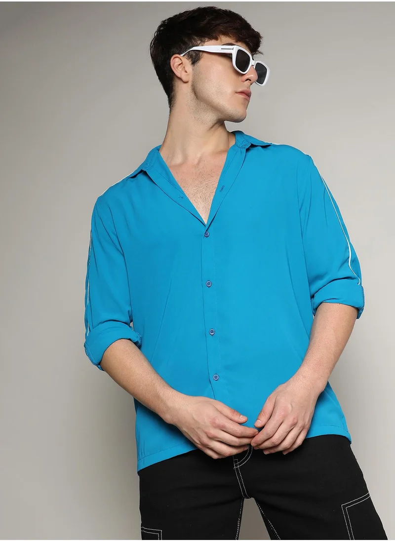 Campus Sutra Contrast Piping Shirt