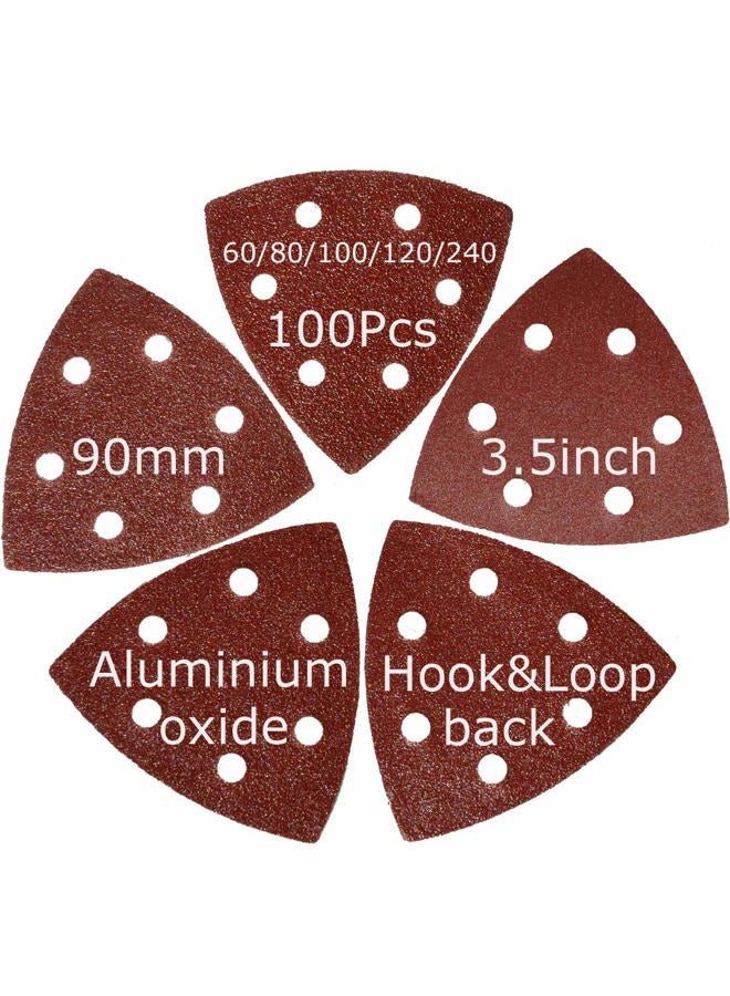 XXGO 3-1/2 Inch 90mm Triangular 60/80 /100/120 /240 Grits Hook & Loop Multitool Sandpaper for Wood Sanding Contains 20 of Each Fit 3.5 Inch Oscillating Multi Tool Sanding Pad Pack of 100 XG9010 - Image 3