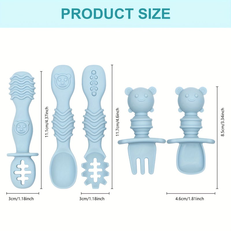 5pcs Pink Silicone Baby Feeding Spoons Soft Tip Training Spoons for Infant Eas - Image 2