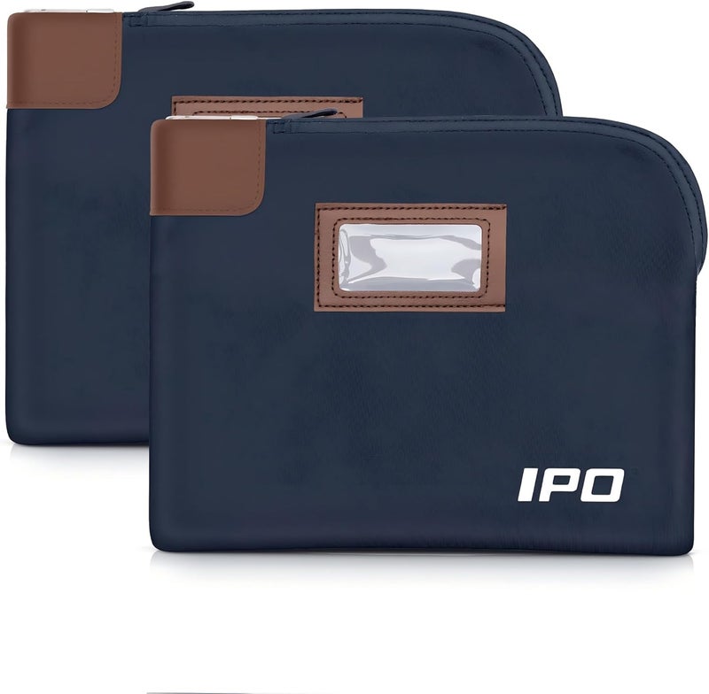 IPO Waterproof Cash Bag with Key Lock, 2 Pack Money Pouch Bank Deposit Bag,11 x 8.6 Inches,Men & Women's Locking Accessories Pouch for Cash, Portable Travel Money Pouch Protects Passports, Valuables - Image 1