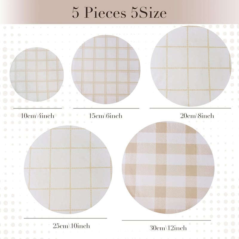 Tirphy 5-Size Reusable Bowl Covers for Bread Proofing - Beeswax Bowl Covers Reusable 4/6/8/10/12 Inch - Elastic Cotton Cloth Sourdough Cover - Shower Caps for Sourdough Bread (Simple style) - Image 2