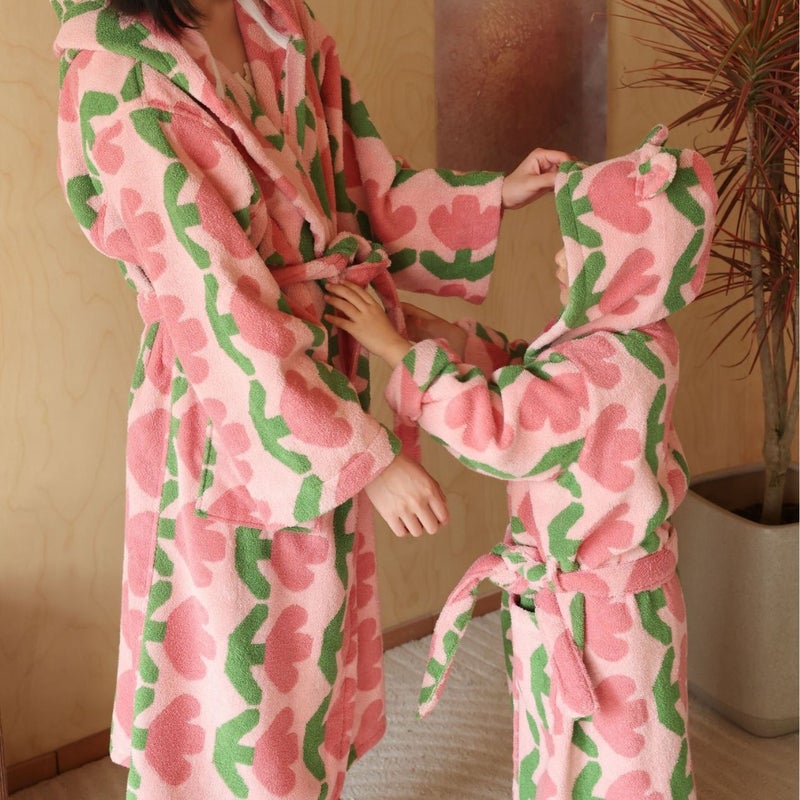 Generic 2024 Classic Tulip Bathrobe Hooded Parent-Child Children/M size (suitable for height 110-140cm, weight 15.00 kg-35.00 kg 