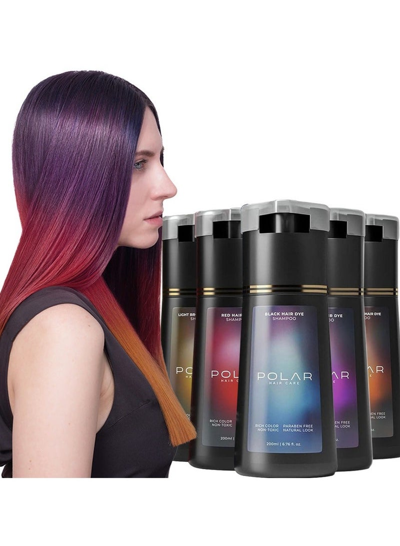 POLAR Hair Dye Shampoo, Natural Hair Color Shampoo For Gray Hair Coverage, Haircare Suitable For Women & Men 200ml (Black) - Image 5