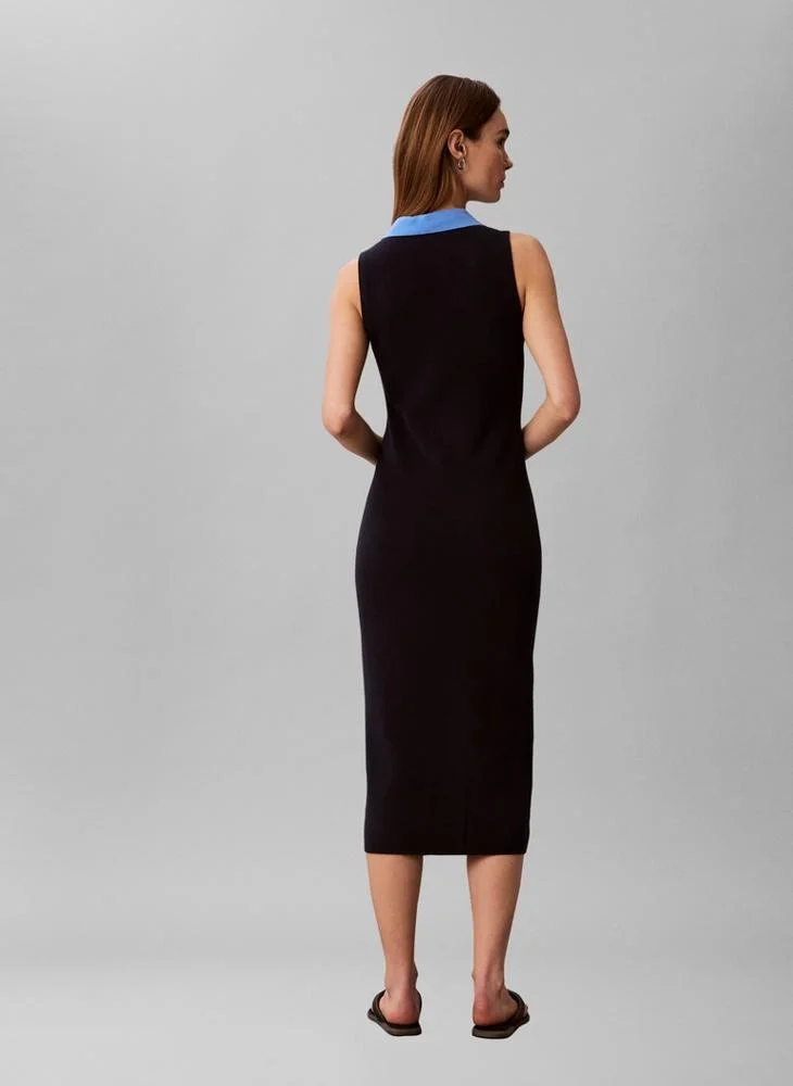 Calvin Klein Jeans Cotton Knit Sleeveless Polo Dress