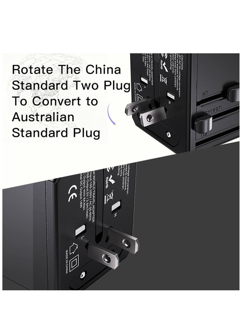 Yesido Yesido MC-10 3 USB + Type-C Ports Multi-function Universal Travel Adapter Plug (Black)  - Image 3