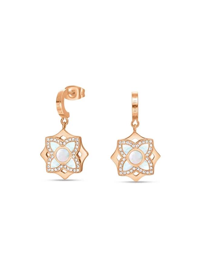 شيروتي 1881 Ottavia Rose Gold-Plated Drop Earrings for Women, White Mother of Pearl Floral Design