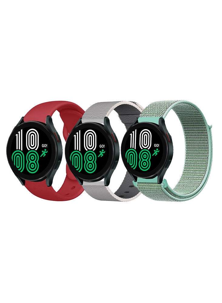 Perfii مجموعة من 3 قطع من أحزمة الساعة متوافقة مع جميع أجهزة Samsung وHuawei وAmazfit وHonor بحجم حزام 20 مم - Image 1