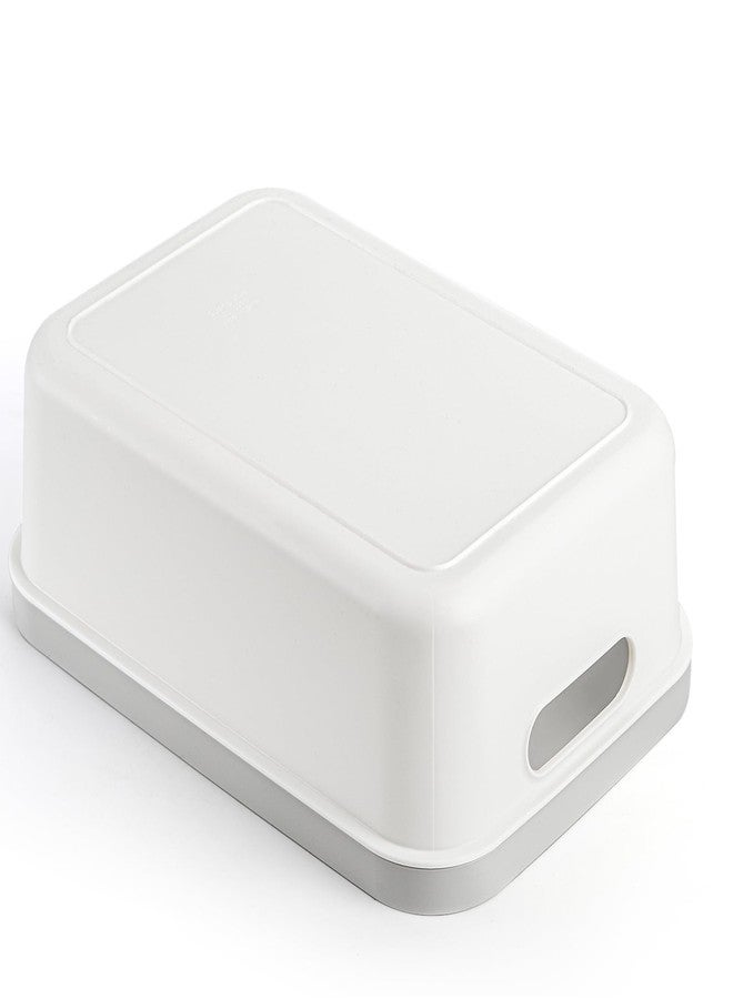 Elsjoy Set of 6 Plastic Storage Bin, 10"x 7"x 4" Classroom Storage Basket Cabinet Storage Bin with Handle, White Shelf Organizer Bins for Bathroom, Office, School - Image 3