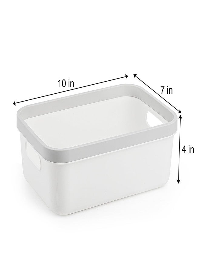 Elsjoy Set of 6 Plastic Storage Bin, 10"x 7"x 4" Classroom Storage Basket Cabinet Storage Bin with Handle, White Shelf Organizer Bins for Bathroom, Office, School - Image 2