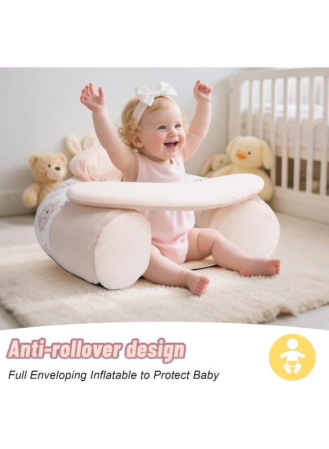 KAKIBLIN Baby Sit Me Up Seat, Inflatable Baby Seat with Cover for Babies 3-36 Months, Portable, Inflatable Sit & Play Floor Seats for Sitting Up for 3 Months Pink - Image 2