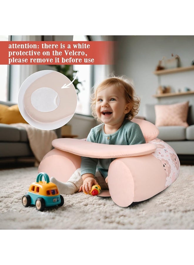 KAKIBLIN Baby Sit Me Up Seat, Inflatable Baby Seat with Cover for Babies 3-36 Months, Portable, Inflatable Sit & Play Floor Seats for Sitting Up for 3 Months Pink - Image 3