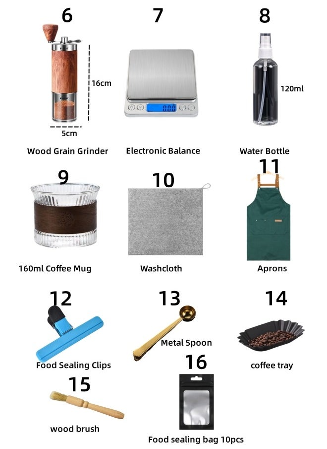 Choxilo - V60 Tools Set of 16 Hand Drip Coffee Set Pour Over Brew Coffee Maker Set With Portable Travel Bag - Image 1