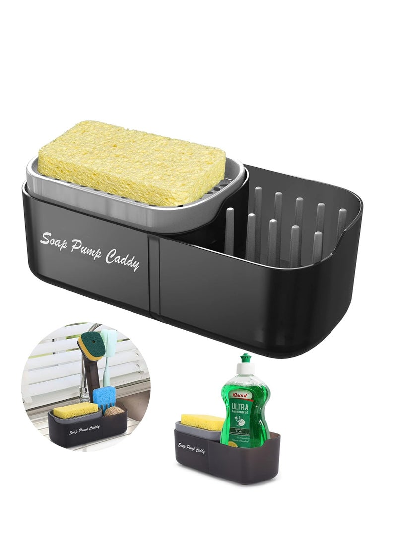 3 in 1 Kitchen Dish Soap Dispenser with Pump Sponge Countertop Dishwasher Holder Kitchen Sink Cleaning Tool Storage Box - Image 1