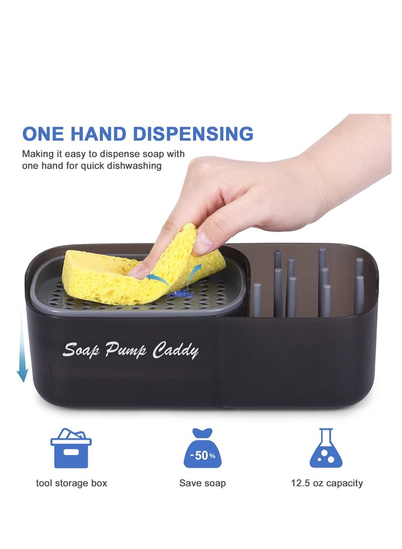 3 in 1 Kitchen Dish Soap Dispenser with Pump Sponge Countertop Dishwasher Holder Kitchen Sink Cleaning Tool Storage Box - Image 2