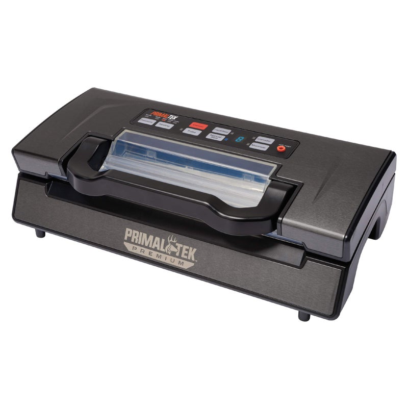 PrimalTek PrimalTek Premium 12 Vacuum Sealer  User Friendly for Food Preservation  Sous Vide 21inHg Vacuum Pressure  Features Raised Air Intake Valve Multiple Operating Modes BuiltIn Vacuum Bag Storage 