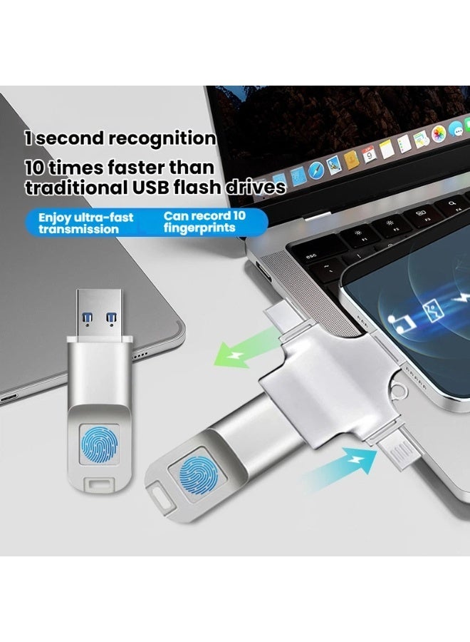 general 32GB fingerprint encrypted u disk, large-capacity mobile phone and computer dual-use, suitable for Huawei mobile phone type-c fingerprint u disk - Image 4