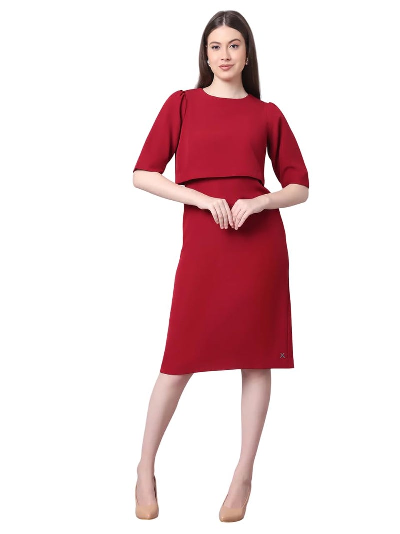 Exude Red Oversize Top Dress for Women - Image 2