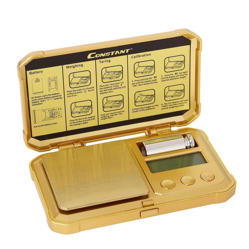LABZIO ™ Digital Weight Scale- Measures From 0.01g–200g | Brushed Stainless Steel Platform | Backlit LCD Display | Includes Free Calibration Weight | Compact & Durable Design (14.5x8x2.5 cm) - Image 2