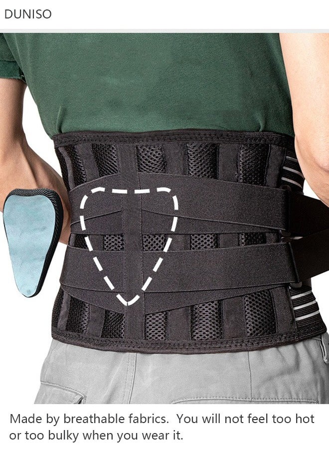 DUNISO - Sports Back Brace for Men and Women Breathable Waist Lumbar Lower Back Support Belt for Sciatica Herniated Disc Scoliosis Back Pain Relief Heavy lifting with Dual Adjustable Straps - Image 1