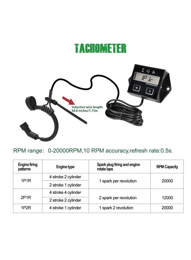 YOOREAL Digital Inductive Tach Hour Meter,RPM Gauge Meter Tachometer for Lawn Mower Scooter Dirt Bike Tractor Generator Air Compressor Marine Motorcycle Snowblower Pressure Washer - Image 4