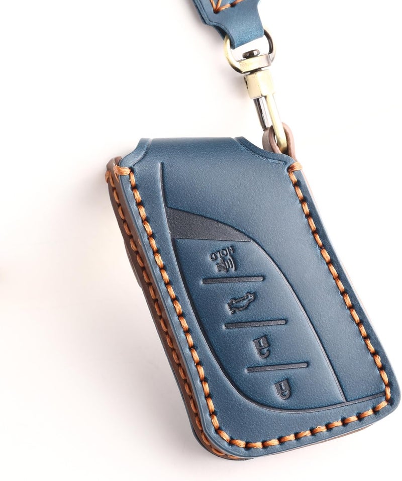 EASYANT Leather Car Key Fob Cover for 2021-2024 Lexus ES RX Compatible with New Lexus LS NX Key Shell Case Blue - Image 5