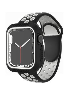 Compatible with Apple Watch 7 Watch Band 41mm/40mm, iWatch Bands Soft TPU Sport Bands Women Men Replacement Strap for iWatch Series 7 (, 44mm) (Black & White)