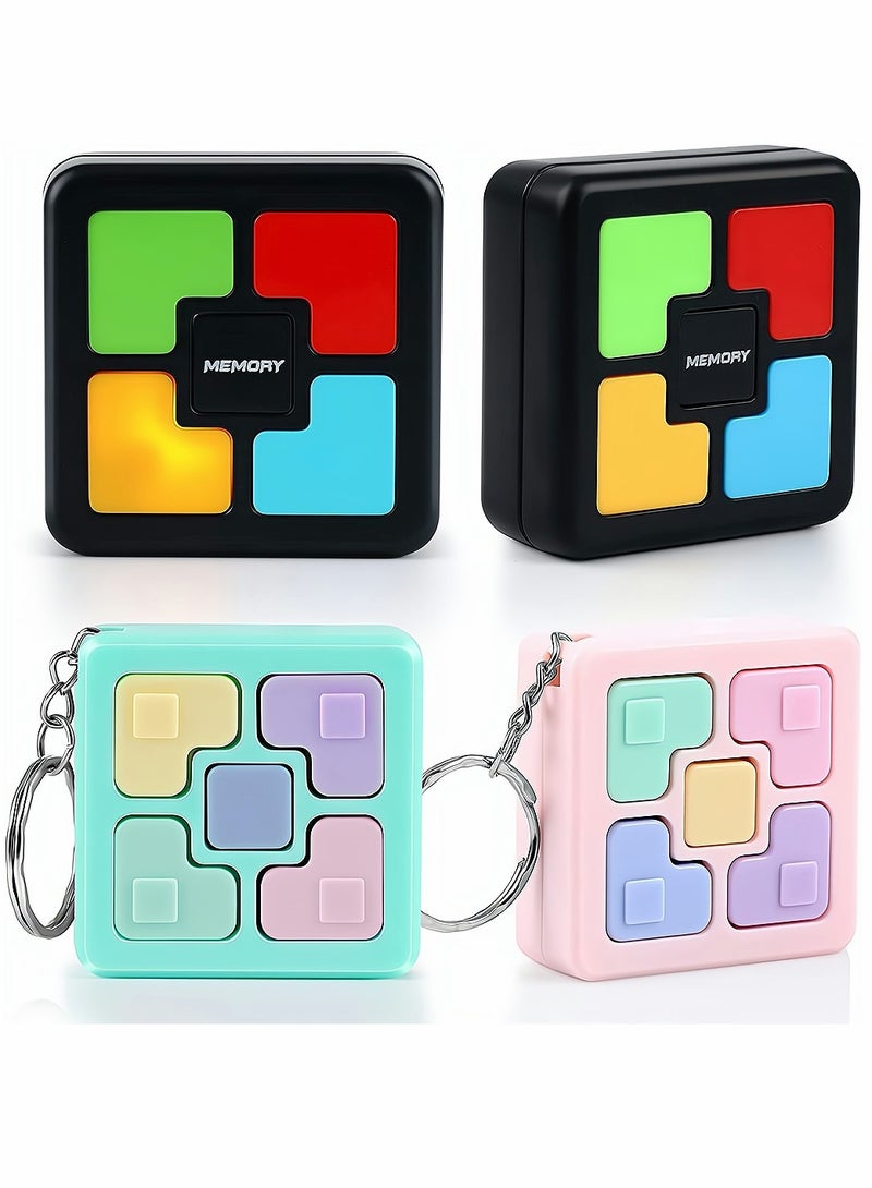 Excefore 4 Pcs Memory Game Toys Fun Games for Boys Girls Memory Training Puzzle Toy Electronics Handheld Games Flashing Cube Mini Games Keychains - Image 1
