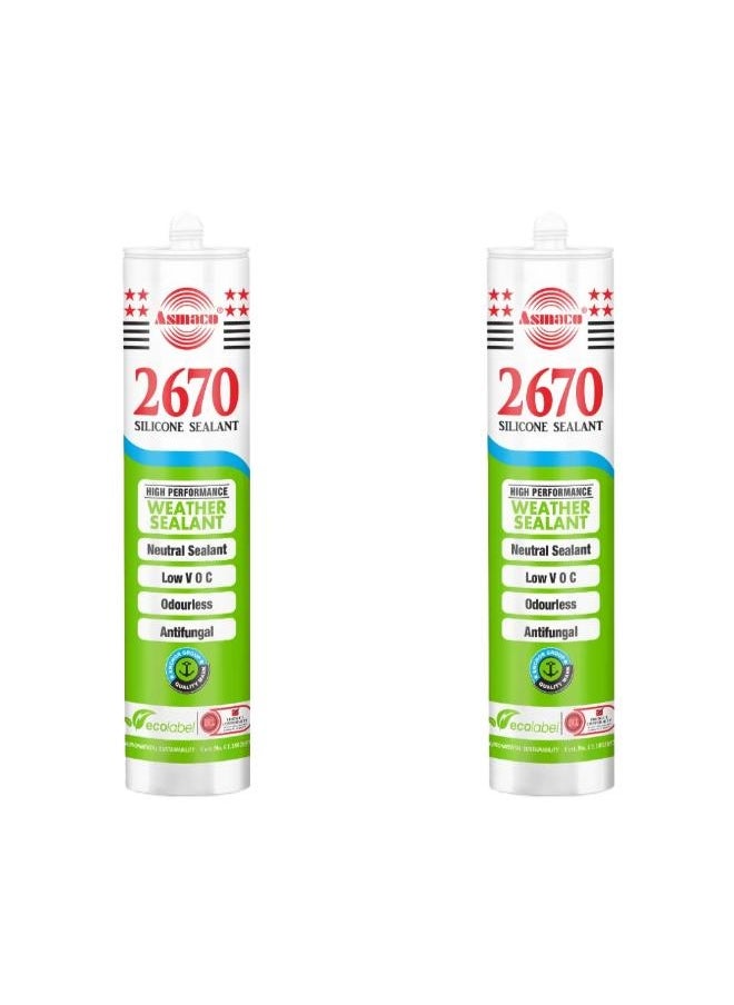 Asmaco Asmaco 2670 Silicone Sealant - Black - 280 Ml - Set of 02 