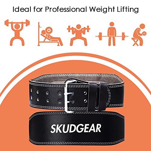 Skudgear Leather Weight Lifting Belt Unisex Comfortable & Adjustable Gym Back Support for Heavy Lifting - Image 5